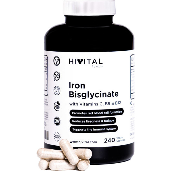 Hivital Iron 14 Mg. 240 Vegan Capsules for 8 Months.