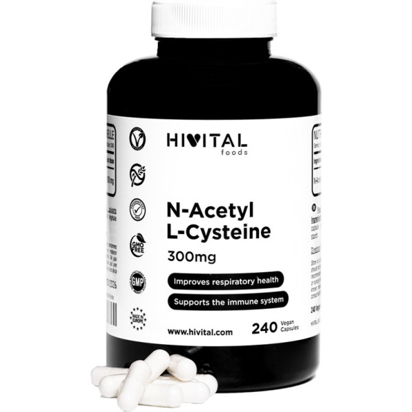 Hivital Nac N-acetil Cisteina 300 Mg. 240 capsule vegane per 8 mesi.