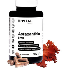 Hivital Astaxantina Pura 8mg Procedente De 160mg De Alga Natural Haematococcus Pluvialis Al 5% En Astaxanthin. 180 Cápsulas Veg