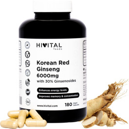 Hivital Ginseng Rojo Coreano 6000 Mg. 180 Cápsulas Veganas Para 6 Meses.