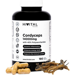Hivital Cordyceps 14000 Mg. 180 Cápsulas Veganas Para 3 Meses.