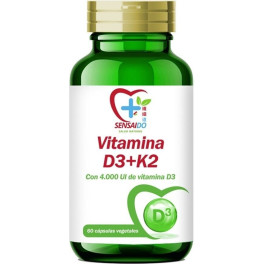 Sensai Vitamina D3 Y K2 - Vitamina D 4000 Iiu Alta Dosis - Sistema Inmunitario Huesos Músculos - D3 4000 Iu +k2 - 60 Caps