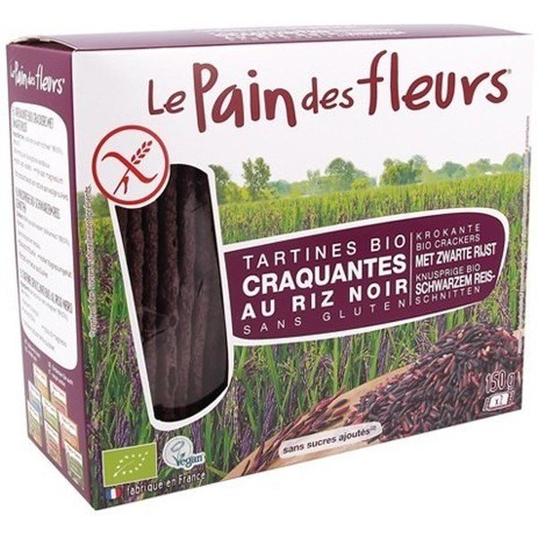Le Pain Des Fleurs Pan Crujiente Orgánico Con Arroz Negro Sin Gluten 150 Gr