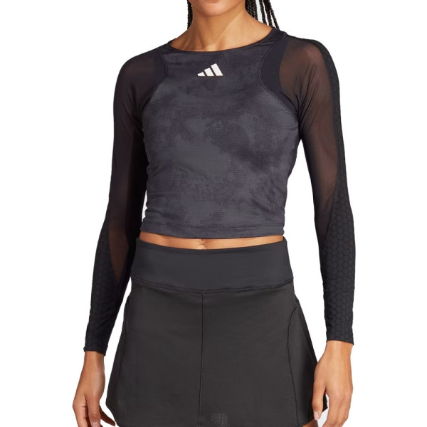 Adidas Camiseta Manga Larga Paris Crop Mujer - Negro