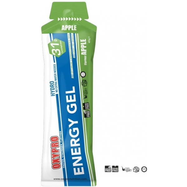 Oxypro Nutrition ENERGY GEL sabor Manzana sin cafeina - formato individual - gel con 31g CH - 100% HYDRO