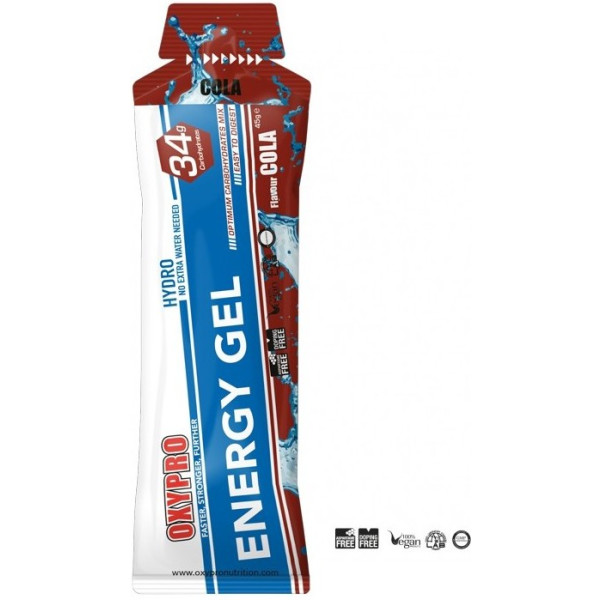 Oxypro Nutrition ENERGY GEL sabor Cola sin cafeina - Caja x 12 - gel con 34g CH - 100% HYDRO