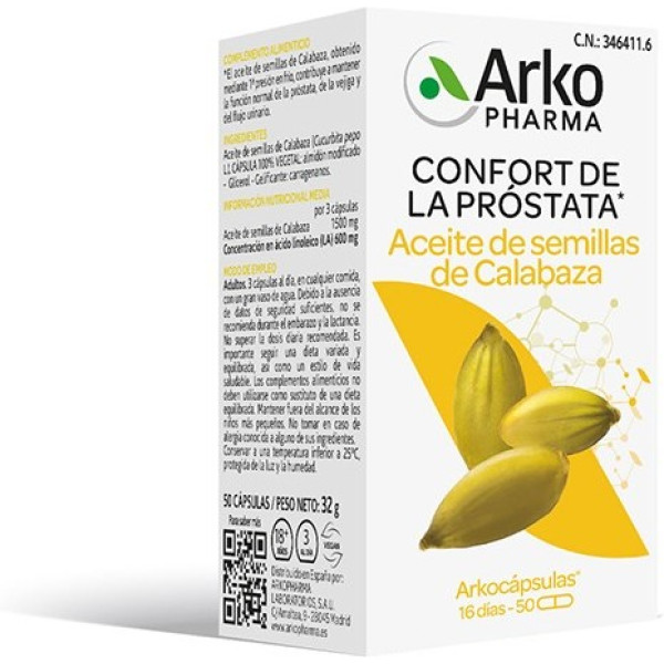 Arkopharma Huile de Pépins de Courge 50 Caps