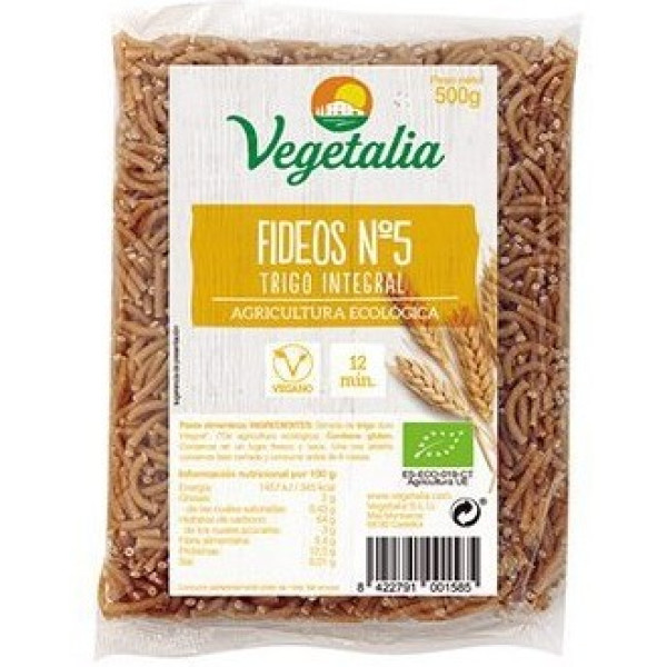 Vegetalia Nouilles Fines À Grains Entiers 500 Gr Bio