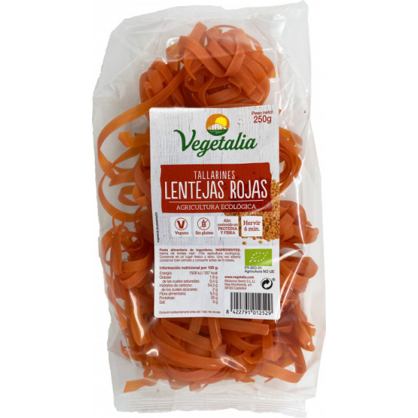 Macarrão de Lentilha Vermelha Vegetalia 250 Gr Bio Sg