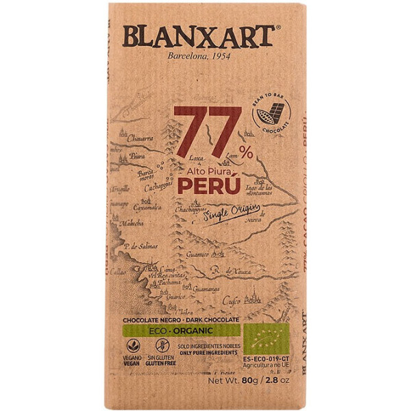 Blanxart Chocolat Noir 77% Pérou 80 Gr Eco