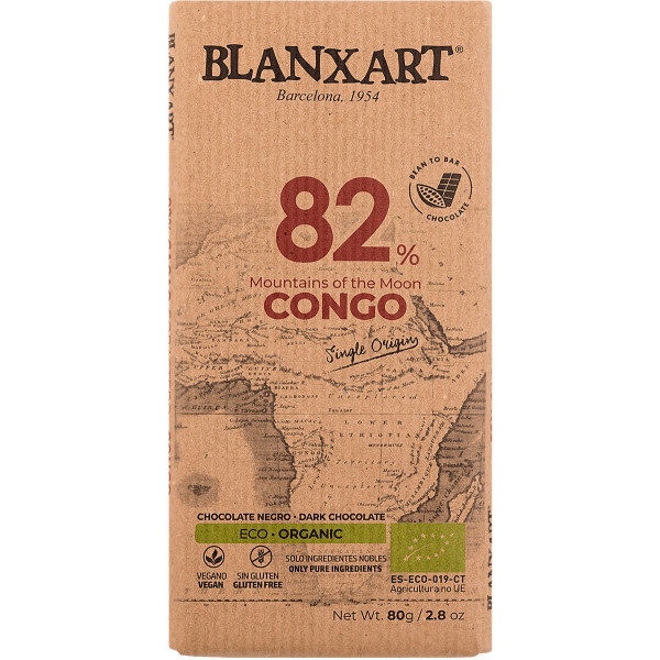 Blanxart Chocolat Noir 82% Congo 80 Gr Eco