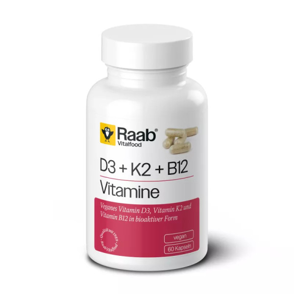 Raab Vitalfood Vitamin D3+k2+b12 460 mg 60 Kapseln Vegan Sg