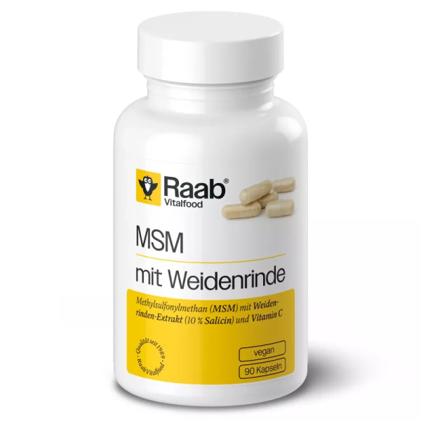 Raab Vitalfood Msm mit Weidenrinde 630 mg 90 Kapseln Sg Vegan