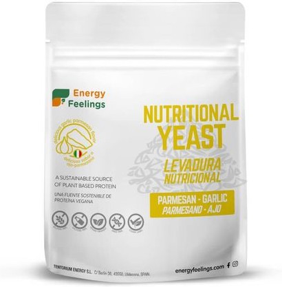 Energy Feelings Lievito Nutrizionale In Scaglie Sapore Aglio E Formaggio 250 G. Lievito Alimentare Inattivo Naturale, Ricco Di Vitamine B, Fibre E 43% Di Proteine. Senza Glutine, Vegano