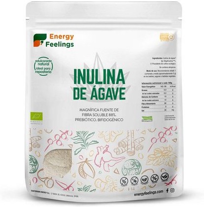 Energy Feelings Inulina Da Agave In Polvere Bio 500G. Fibra Prebiotico, Dolcificante Naturale Ipocalorico Senza Glutine E Senza Zucchero. Inulina Per Gelati E Dolci