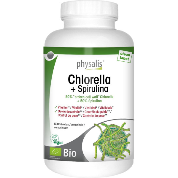 Physalis Clorela+espirulina 500 Comp Bio