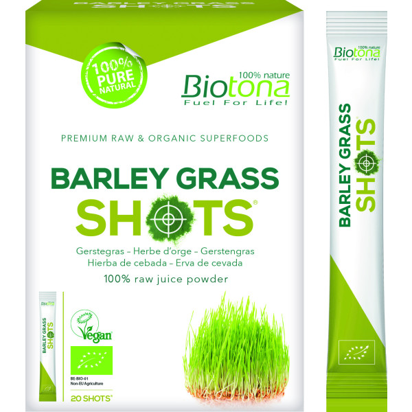 Biotona Herbe d'Orge Brute 20 Shots. Bio SG Végétalien