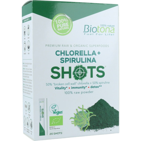 Biotona Chlorella+espirulina Raw 20 Shots Bio Sg Vegan