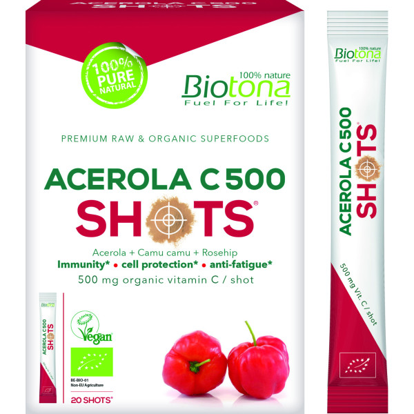 Biotona Acérola C 500 Brut 20 Shots. Bio SG Végétalien