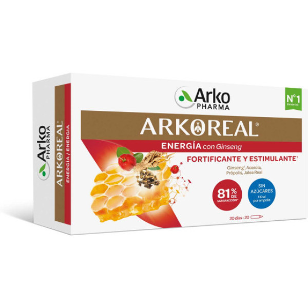 Arkopharma Arkoreal Gelée Royale De Ginseng 375 Mg 20 Ampères 15 Ml