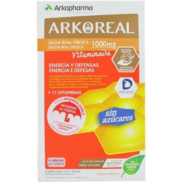 Arkopharma Arkoreal Gelée Royale 1000 Mg Vitamine S/Sucre Léger 20 Ampères