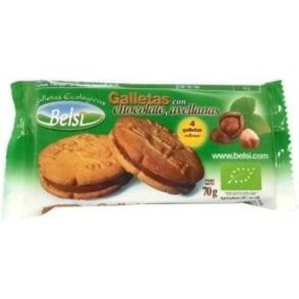 Belsi Biscuits au Chocolat et Noisettes 4 unités 70 G Bio