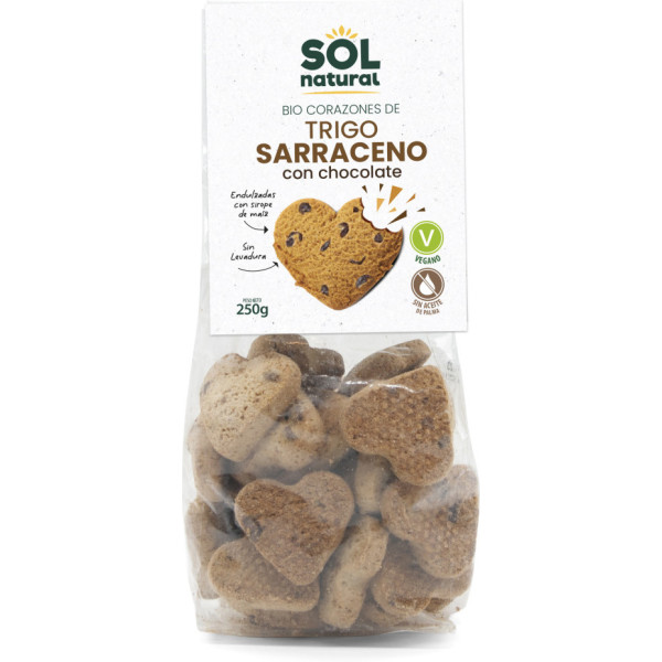 Corações de trigo sarraceno Solnatural Choco com xarope de milho