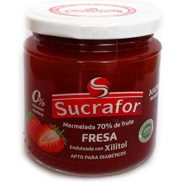 Sucrafor Aardbeienjam 70% Fruit 0% Suiker 260 Gr