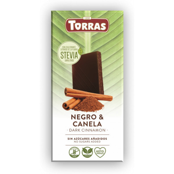 Torras Chocolat Noir À La Cannelle Stevia 125 Gr