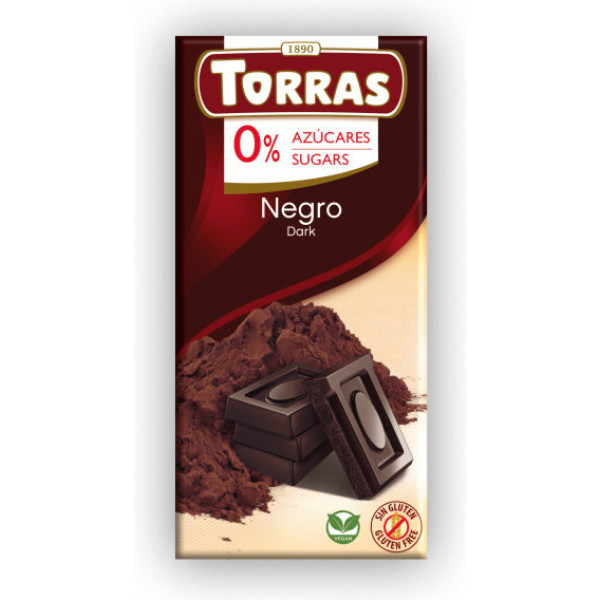 Torras Chocolat Noir 51% Sans Sucre 75 Gr