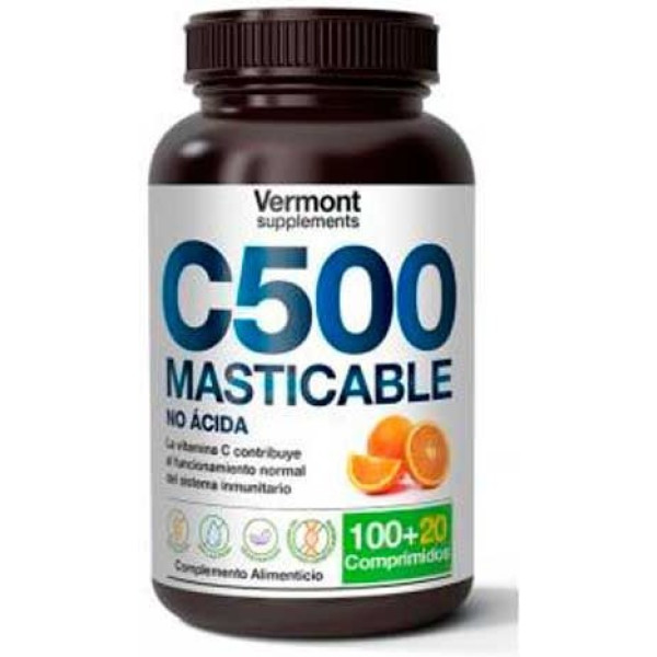 Vermont Suplementos C500 Laranja Não Ácida Mastigável 100+20 Comp