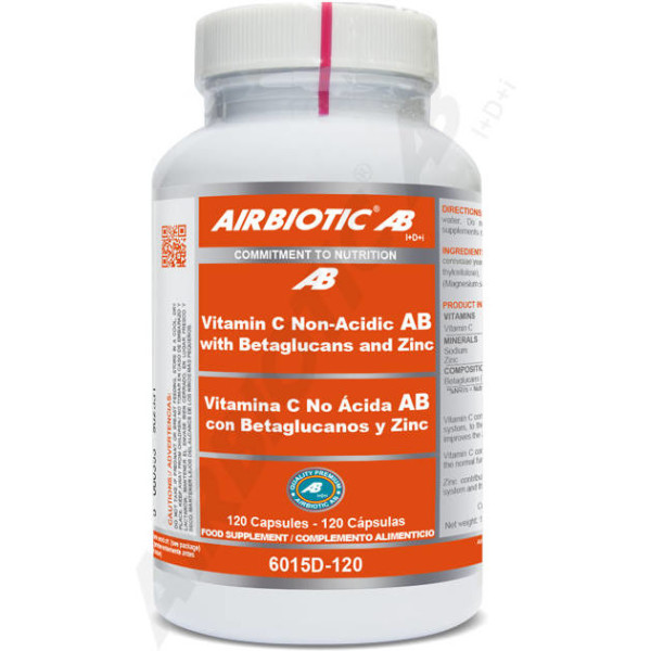 Airbiotic Vitamina C No Acida Con Betaglucanos Y Zinc 120 Cap