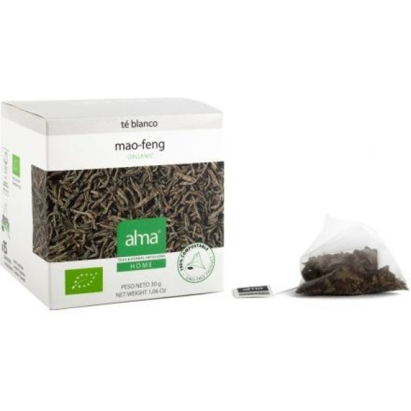 Alma Home Té Blanco Mao Feng Infusión 15 Pirámides Eco Vegan