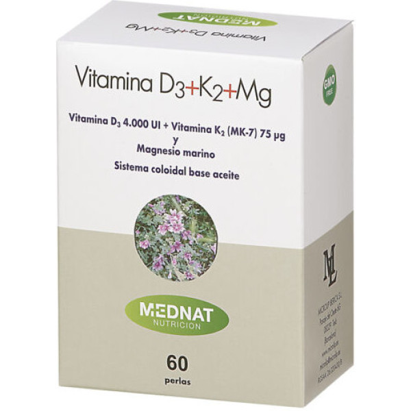 Mednat Vitamina D3+k2+mg 60 Pérolas