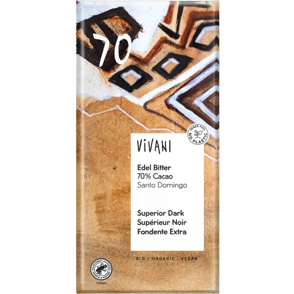 Vivani Chocolat Noir Supérieur 70% S. Domingue 100 Gr Bio