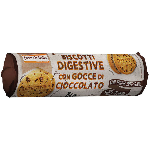 Fior Di Loto Biscotti Digestivi Con Gocce Di Cioccolato Tubo 250 Gr Bio