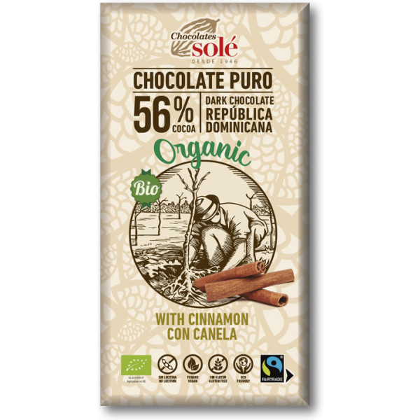 Solé Chocolates Sole Chocolates Chocolate Amargo 56% Com Canela 100 Gr Eco Sg Vegan