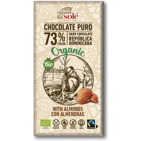 Solé Chocolates Sole Chocolates Chocolate Amargo 73% Com Amêndoas 150 Gr Eco