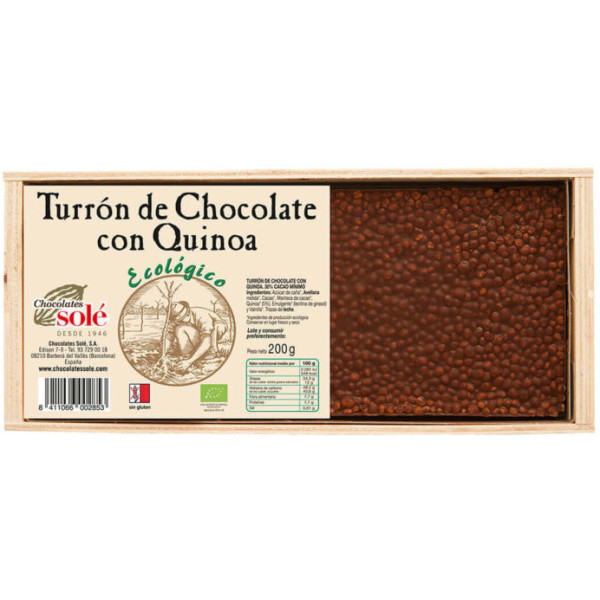 Chocolates Solé Chocolates Solé Turrón Chocolate Con Quinoa 200 Gr Bio