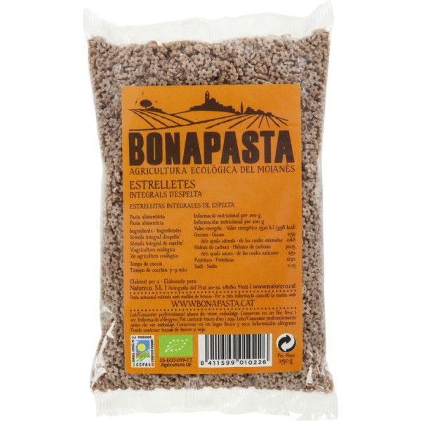 Bonapasta Étoiles D'Épeautre De Blé Entier 250 Gr Eco