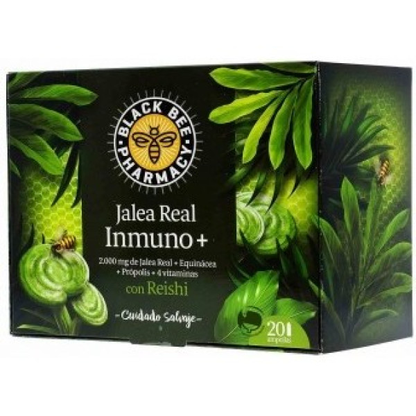 Black Bee Immuno + Reishi Karton mit 20 Fläschchen Schwarz-grün