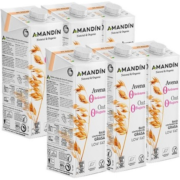 Amandin Barista Bevanda Vegetale all'Avena 0% Zucchero 6 Unità X 1 L