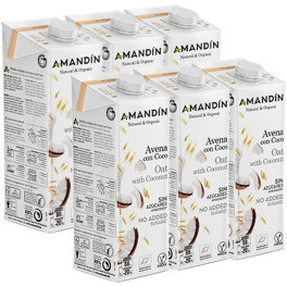 Amandin Bebida Vegetal De Avena Con Coco 6 Uds X 1 L Bio