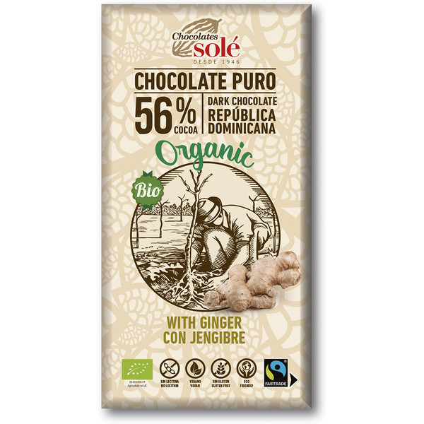 Chocolates Solé Chocolates Sole Chocolate Negro 56% Con Jengibre 100 Gr Eco