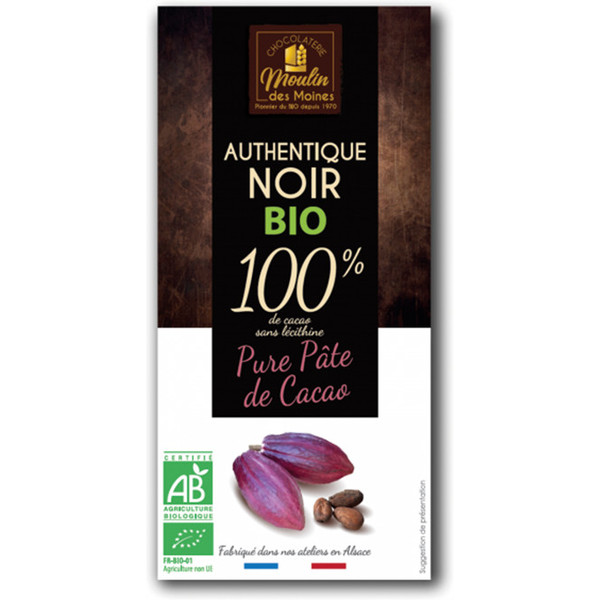 Moulin Des Moines Chocolate Puro 100% Cacao 100 Gr Bio