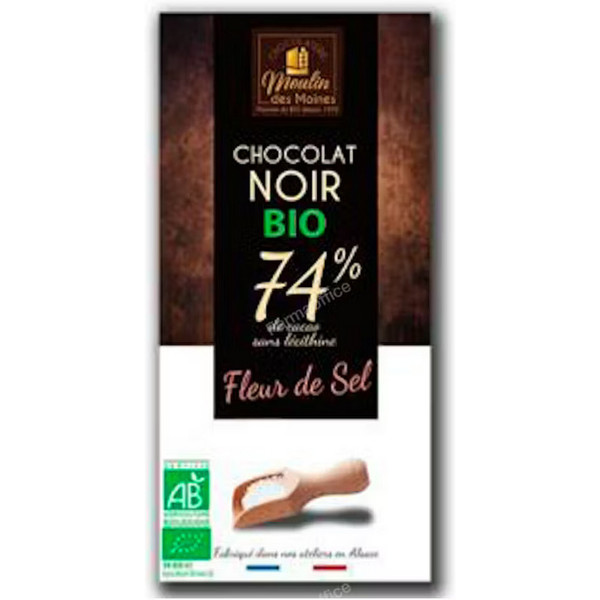 Moulin Des Moines Chocolate Negro 74% Flor De Sal 100 Gr Bio