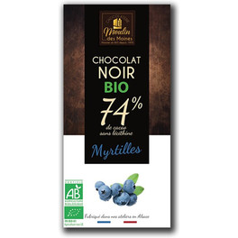 Moulin Des Moines Chocolate Negro 74% Arandano Negro Azul 100 Gr Bio