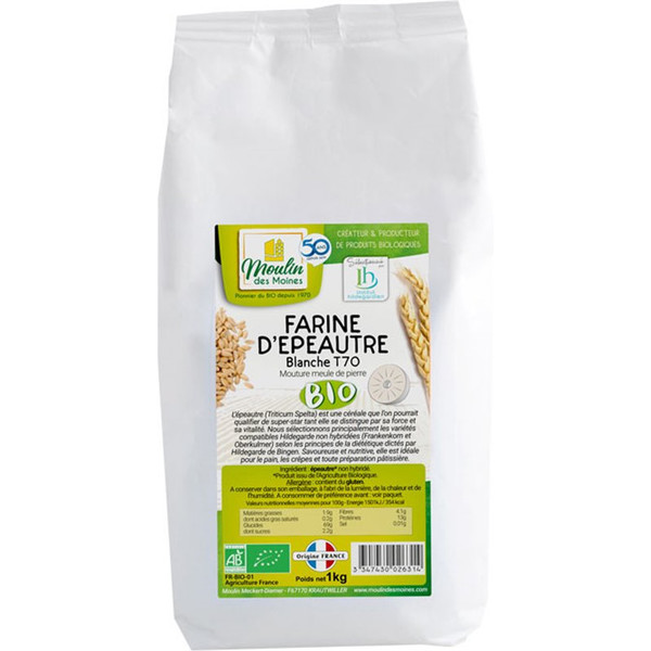 Moulin Des Moines Harina De Espelta Blanca T.70 1 Kg Bio