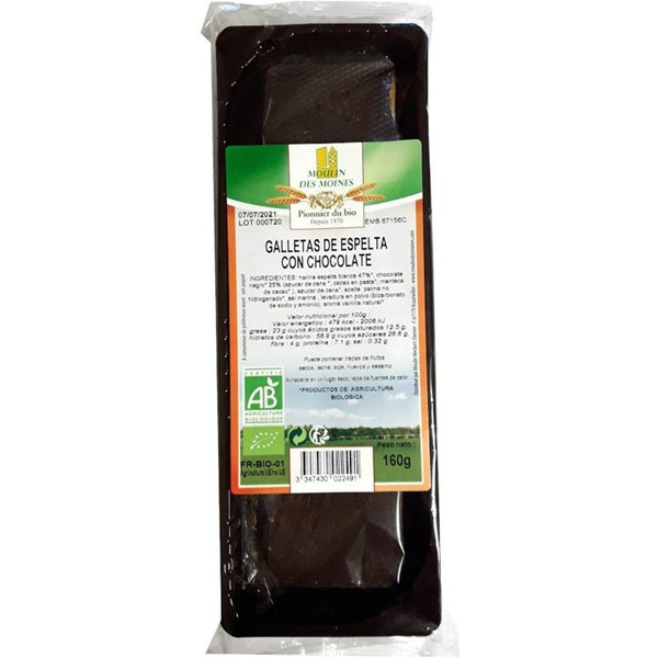 Moulin Des Moines Galleta De Espelta Chocolate 160 Gr Bio