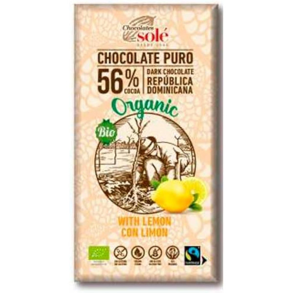 Chocolates Solé Chocolate Negro 56% Con Limon 100 Gr Eco Sg Vegan